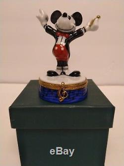Rare and Retired Limoges Artoria Disney Mickey Mouse Conductor Trinket Box