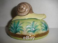 Rare limoges snail Porcelain box chamart France hand painted 3 1/4 signed JC
