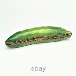 Retired 5 Green Peas in a Pea Pod Limoges Trinket Box Signed NF
