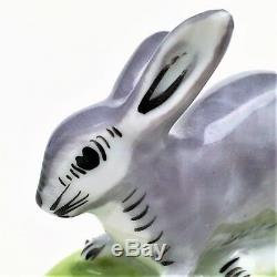 Retired Grey Bunny Rabbit Limoges Trinket Box with Carrots Signed FA