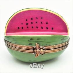 Retired Sliced Watermelon Limoges Trinket Box by Rochard