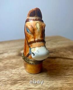 Retired Vintage Horsehead Authentic Limoges Peint Main Trinket Box Rare