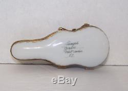 Rochard Hand Painted Limoges France White Violin Case with Violin Trinket Box