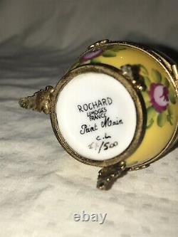 Rochard Limoge France Peint Main Porcelain Egg Double Hinged Perfume Trinket Box