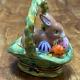 Rochard Limoges Bunny Rabbit & Eggs In Basket Trinket Box Peint Main France Orig