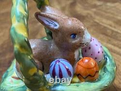 Rochard Limoges Bunny Rabbit & Eggs in Basket TRINKET BOX Peint Main France Orig