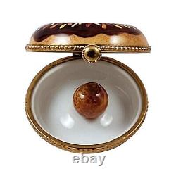 Rochard Limoges Donut Box with Removable Donut Hole Porcelain Trinket Box