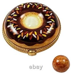 Rochard Limoges Donut Box with Removable Donut Hole Porcelain Trinket Box