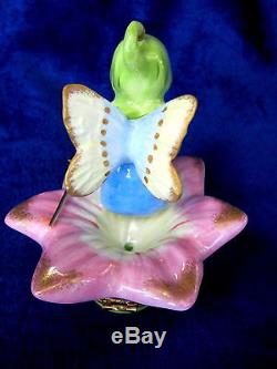 Rochard Limoges Fairy Hand Painted France Bnib Porcelain Hinged Flower Pixie F/s