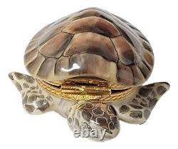 Rochard Limoges Finely Painted Turtle With Baby Porcelain Trinket Box