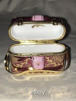 Rochard Limoges France Hand Painted Pink Binoculars and Case