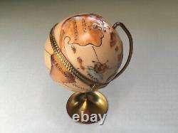 Rochard Limoges France Hand Painted World Globe with Original Box