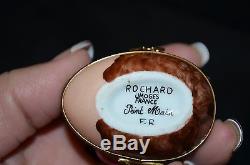 Rochard Limoges France Hinged Peint Main Face Porcelain Trinket Box