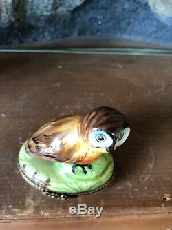 Rochard Limoges France Peint Main Owls Box