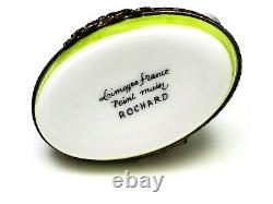 Rochard Limoges France Peint Main Porcelain Grey Poodle Trinket Box