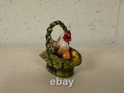 Rochard Limoges France Peint Main Trinket Box Basket with Chicken Chick & Eggs