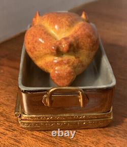 Rochard Limoges France Peint Main Trinket Box HAPPY THANKSGIVING TURKEYSigned