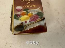 Rochard Limoges France Peint Main Trinket Box Recipe Cook Book