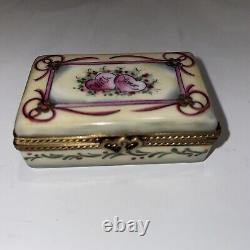 Rochard Limoges France Porcelain Keepsake Trinket Box With Love Hearts