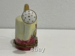 Rochard Limoges France Porcelain Peint Main Trinket Box Watering Can with Fruits