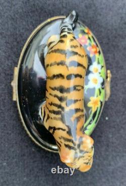Rochard Limoges France Regal Colorful Tiger Trinket Box Hand Painted