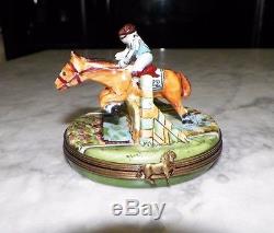 Rochard Limoges France Trinket Box Horse Jumping Equestrian Hunter 3