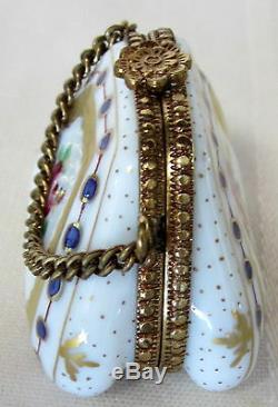 Rochard Limoges Gold Purse Hand Painted France Bnib Porcelain Hinged F/s