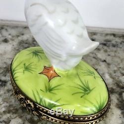 Rochard Limoges Goose With Spring Wreath Trinket Box