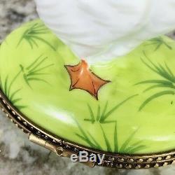 Rochard Limoges Goose With Spring Wreath Trinket Box