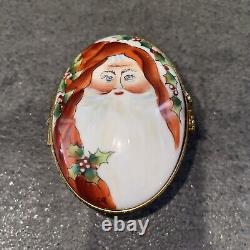 Rochard Limoges Hand Painted Santa Clause Oval Trinket Box