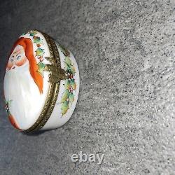 Rochard Limoges Hand Painted Santa Clause Oval Trinket Box