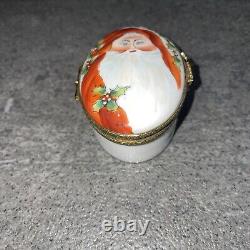 Rochard Limoges Hand Painted Santa Clause Oval Trinket Box