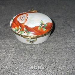 Rochard Limoges Hand Painted Santa Clause Oval Trinket Box