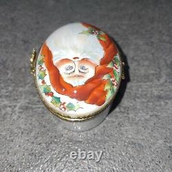 Rochard Limoges Hand Painted Santa Clause Oval Trinket Box