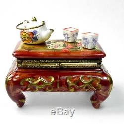 Rochard Limoges Hinged Porcelain Trinket Box Chinese Tea Ceremony Service