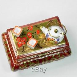 Rochard Limoges Hinged Porcelain Trinket Box Chinese Tea Ceremony Service