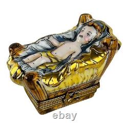 Rochard Limoges Jesus Nativity Peint Main Trinket Box Hand Painted Porcelain VTG