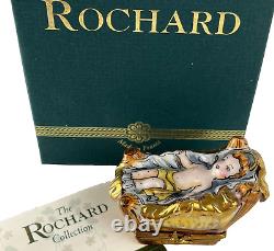 Rochard Limoges Jesus Nativity Peint Main Trinket Box Hand Painted Porcelain VTG