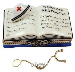 Rochard Limoges Nursing Book Removable Stethoscope Porcelain Trinket Box