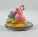 Rochard Limoges Pair Of Flamingos Beach Themed Trinket Box