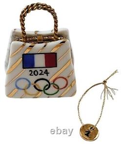 Rochard Limoges Paris Olympic Games Bag with Gold Medal Porcelain Trinket Box