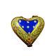 Rochard Limoges Peint Main Hand Painted Trinket Box Blue Heart Withflowers
