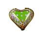Rochard Limoges Peint Main Hand Painted Trinket Box Green Heart Withflowers