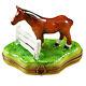 Rochard Limoges Peint Main Hand Painted Trinket Box Horse At Fence