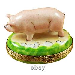 Rochard Limoges Peint Main Hand painted Trinket Box Pig