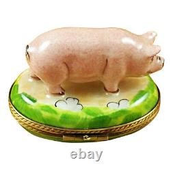 Rochard Limoges Peint Main Hand painted Trinket Box Pig