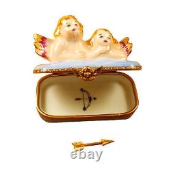 Rochard Limoges Peint Main Hand painted Trinket Box Two Angels