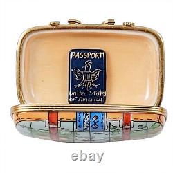 Rochard Limoges Peint Main Trinket Box Suitcase with Maps