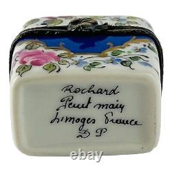 Rochard Limoges Peint Main Trinket Box with Miniature Perfume Bottles Signed VTG