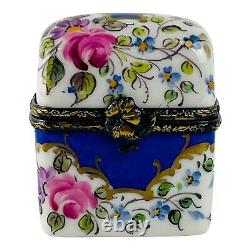 Rochard Limoges Peint Main Trinket Box with Miniature Perfume Bottles Signed VTG